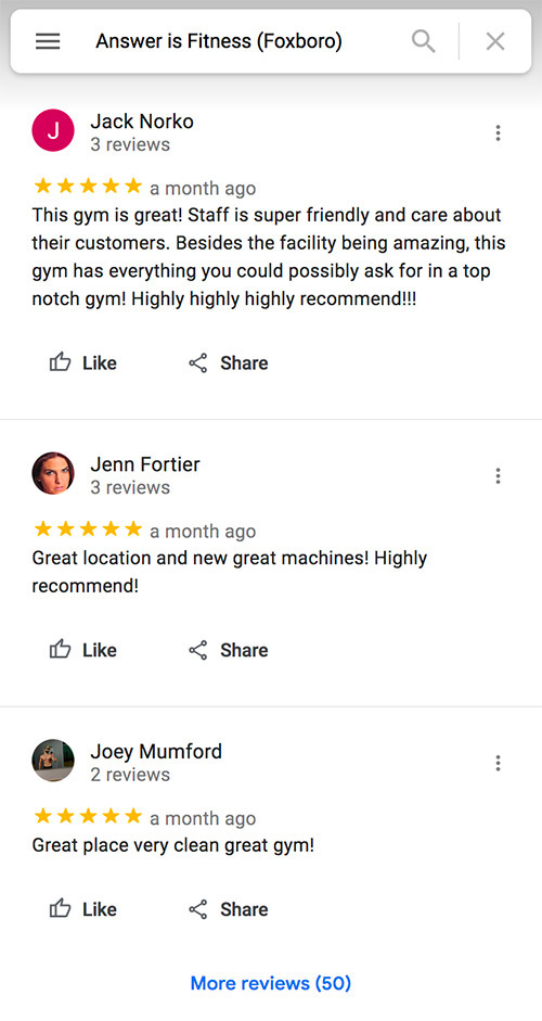 Answer is Fitness Foxboro Gym Latest Customer Reviews